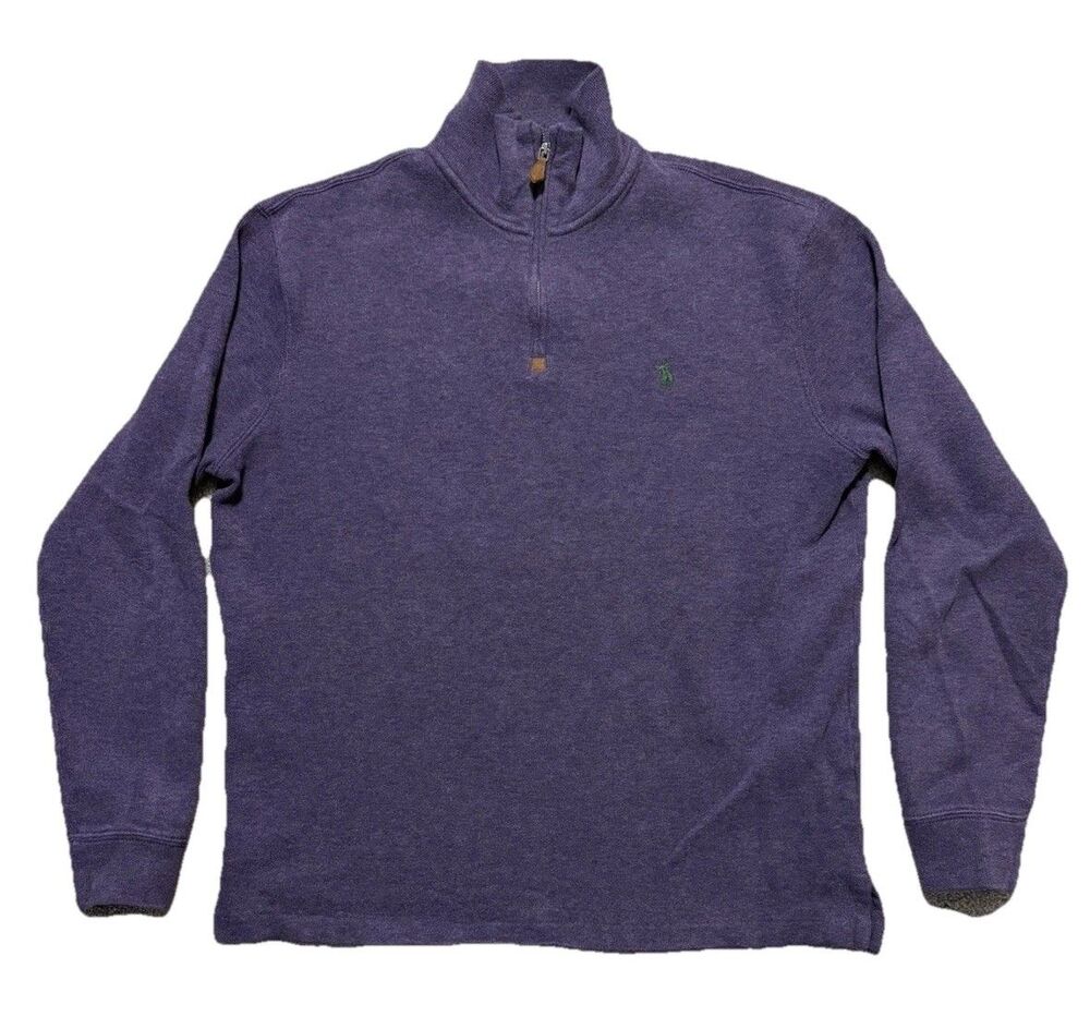 Polo Ralph Lauren Purple Quarter-Zip Pullover Sweater Green Pony Medium